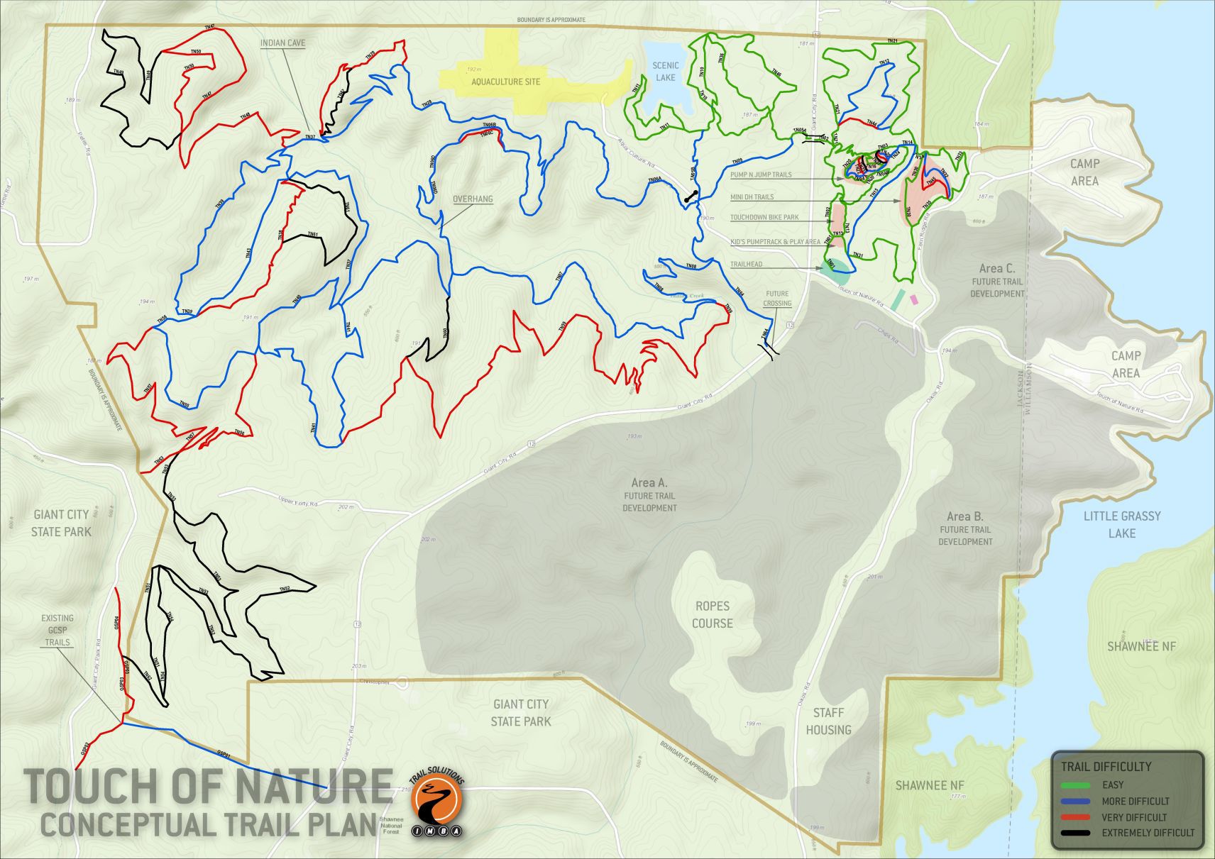 Touch of Nature mountain bike trails map